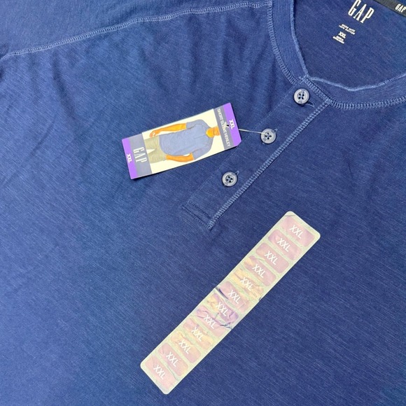 GAP Mens Blue Short Sleeve Cotton Henley T Shirt XXL New With Tags - Picture 3 of 6